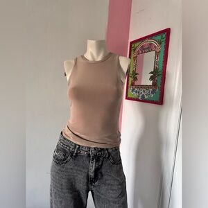 Women's Tan Sleeveless Top